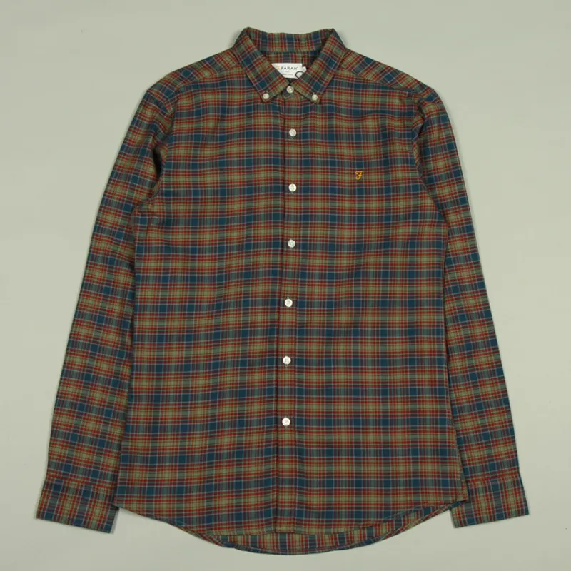 Farah Fraser Check LS Shirt - Sailor Blue